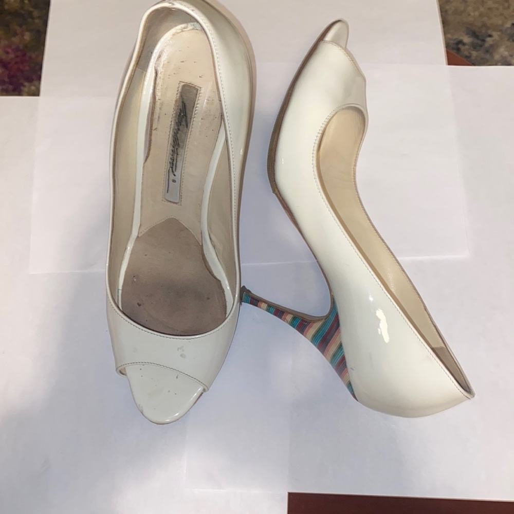 Brian Atwood patent leather peep toe pumps size 37